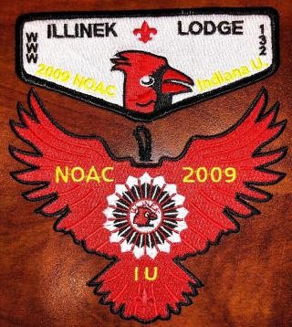 Illinek Lodge 132 Black Border 2 Piece Order Of The Arrow Flap Set 2009 Noac