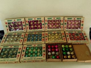 10 Boxes Miniature Vintage Shiny Brite Glass Christmas Tree Ornaments,  23 Japan