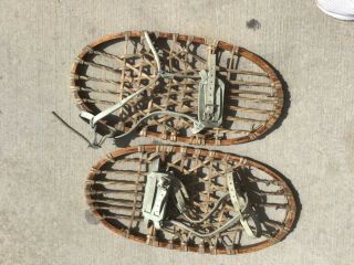 Vintage 1942 Lund Wwii Military Issue Bear Paw Snow Shoes