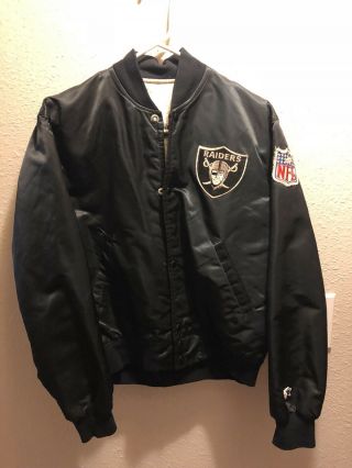 Vintage Oakland Raiders Starter Satin Jacket Back Patch Logo Youth Med 80s Nwa