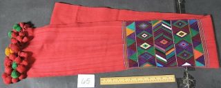Guatemalan Red Hand - Woven Belt Diamonds And Balls Vintage Circa 1970 