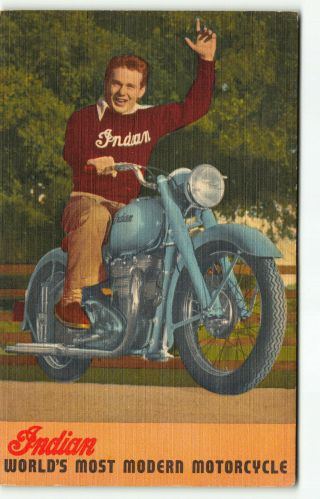 Fine - Advertising - Indian Motorcycle Postcard Linen Era
