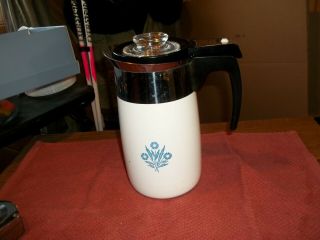 Vintage Corning Ware Cornflower 10 Cup Electric Coffee Pot Perculator P - 80 - Ep