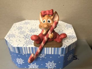 Enesco Mouse - L - Toe Girl Candy Cane Christmas Stocking Holder Amy J Wulfing 1991