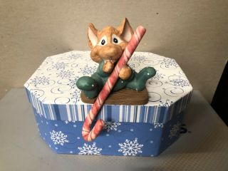 Enesco Mouse - L - Toe Boy Candy Cane Christmas Stocking Holder Amy J Wulfing 1991