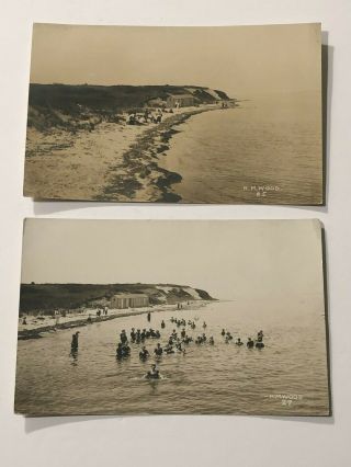 2 - Early Rppc Cape Cod - Islands Bedford Ma.  Posted Beach Photo Pc 