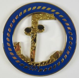 Auto Emblem Blue Lodge Two Ball Cane Metal Enamel Masonic Freemason