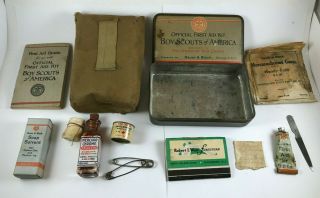 Vintage BOY SCOUTS FIRST AID KIT Red Cross,  Carrying Case,  Bauer Black Contents 2