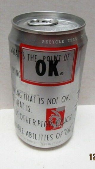 Discontinued Hard To Find 1994 " Ok " Can - Never Opened - 1/2 Full - Ok Manifest