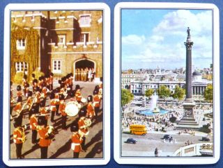 Pair Vintage Swap Cards.  London 1950s.  St James Palace,  Trafalgar Square.  Piatnik