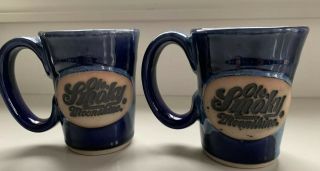 Smoky Mountain Pottery Glazed Stoneware Mug Cup 2 Set Blue Tennessee Moonshine