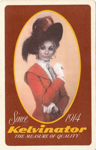 1 Vintage Swap Playing Card - Pretty Lady Advertising Kelvinator