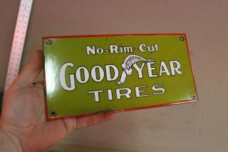 Goodyear Rubber Tires No - Rim - Cut Porcelain Sign Gas Oil Car Farm 66