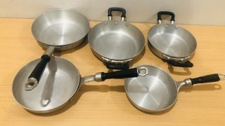 Set 5 Vintage Alpine Brand Sauce Pans Made In Italy