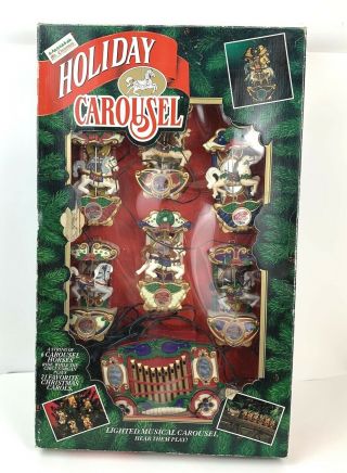 Vtg Mr.  Christmas Holiday Carousel Horses 1992 Box 21 Carols Motion