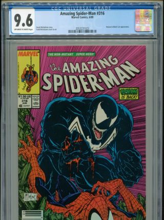 1989 Marvel Spider - Man 316 Todd Mcfarlane Venom Cover Cgc 9.  6 Ow - W Box2