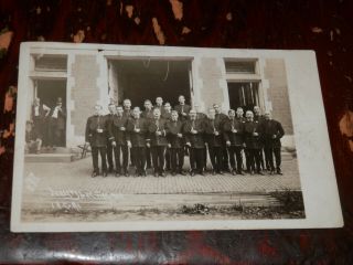Jersey Shore Pa - Old Real - Photo Postcard - Fire Men Uniformed At Fire Station