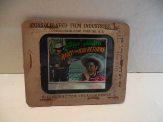1924 Magic Lantern Color Glass Slide Billy The Kid Returns Consolidated Film Nj