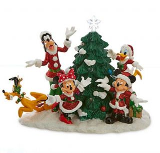 Disney Parks Santa Mickey Mouse Friends Light - Up Christmas Tree Figurine
