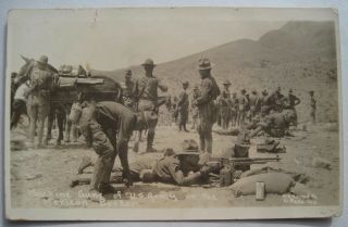 Machine Guns Us Army On Mexican Border; El Paso Tx Old Rppc Postcard; Wwi Era