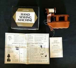 Vintage Loring Plastic Hand Sewing Machine,  Complete And