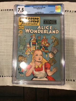 Classics Illustrated 49 Alice In Wonderland Orig Cgc 7.  5 Vf - 