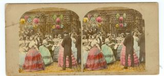 B9313 1860’s England Uk Hand Tinted Stereoview At The Ball By Elliot