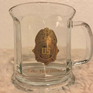 Unique Collectible Drug Enforcement Administration Glass Mug Dallas Field Office