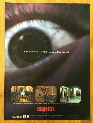 Resident Evil Ps1 Playstation 1 Saturn 1996 Vintage Poster Ad Print Art Horror