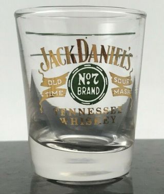 Jack Daniels Old No 7 Green & Gold Shot Glass Old Time Sour Mash Whiskey