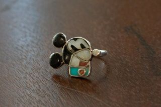 Vintage Mickey Mouse Zuni Inlay Ring Navajo Native Old Pawn Harvey Turquoise 2