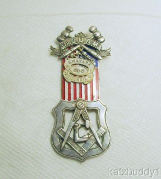 Jr O.  U.  A.  M.  Order Of United American Mechanics Union Articulated All Medal Pin