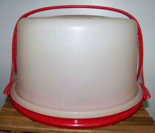 Vintage Tupperware 3 Piece Red Cake Carrier 684 - 7 Priority