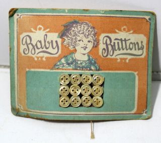 Baby Buttons On Card Vintage Antique