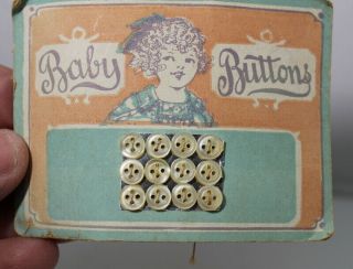 Baby Buttons on card Vintage Antique 3