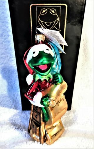 Christopher Radko - 1997 Ornament - Kermit The Frog - Checking It Twice W/ Tags