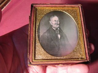 1850 ' s 1/6th Plate Daguerreotype Of A Painting Of A Elderly Man 3