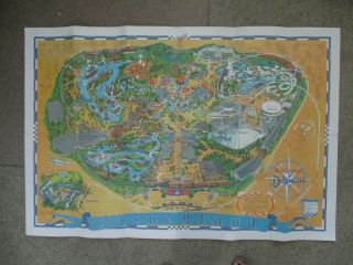 Vintage Walt Disney Disneyland Park Map Poster 1968 30” X 45” Authentic