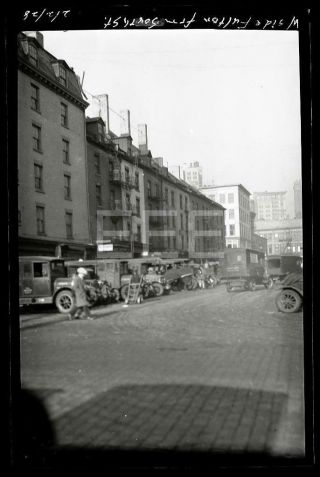 1928 Fulton & South St Manhattan Nyc York City Old Photo Negative 362b