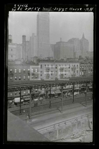 1928 L Railroad 2nd Ave 38th St Manhattan Nyc York Old Photo Negative 363b
