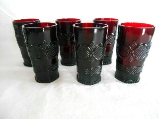 6 Avon Ruby Red Cape Cod 5 1/2 " Drinking Glasses Tumblers - 12 Ounces