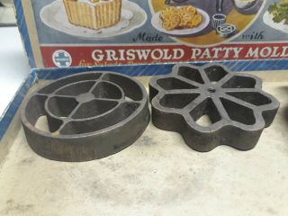 Vintage 0 GRISWOLD Cast Iron Skillet Fry Pan Ashtray / with Patty Molds 3
