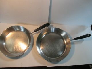 Vintage Revere Ware Copper Bottom 9 " & 10 " Frying Pan Skillet Made In Usa