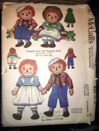 Vintage Doll Pattern Mccall 