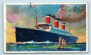 Unites States Lines Ss Leviathan Ocean Liner Steamship Postcard
