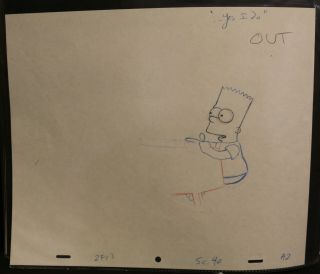 The Simpsons Pencil Animation Art - Bart At The Table " Yes I Do " Sc 40 A 2