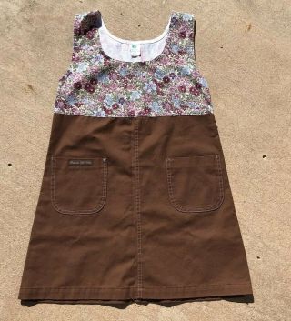 Vintage Brownies Girl Scouts Dress Size 12 1/2 Floral Top