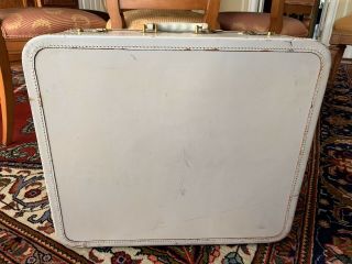 Vintage Luggage Suitcase White Maximillian Ny,  Ny Cow Hide W/ Satin Interior
