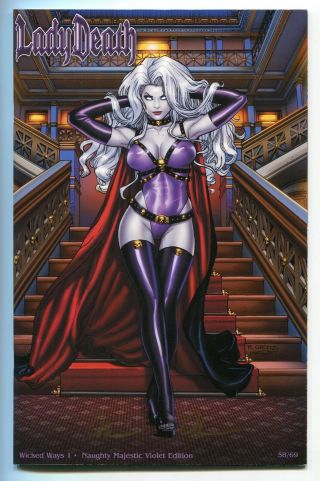 Lady Death Wicked Ways 1 Naughty Majestic Violet Variant Cover By Richard Ortiz