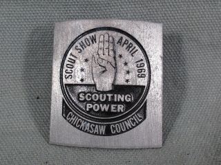 1969 " Scout Show,  Scouting Power,  Chickasaw Council " Boy Scouts Neckerchief Slide